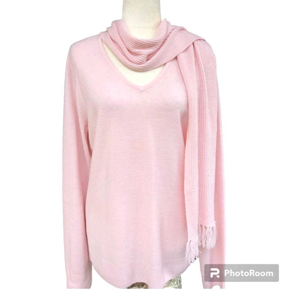 🆕 Karen Scott Sweater Baby Pink Pearl